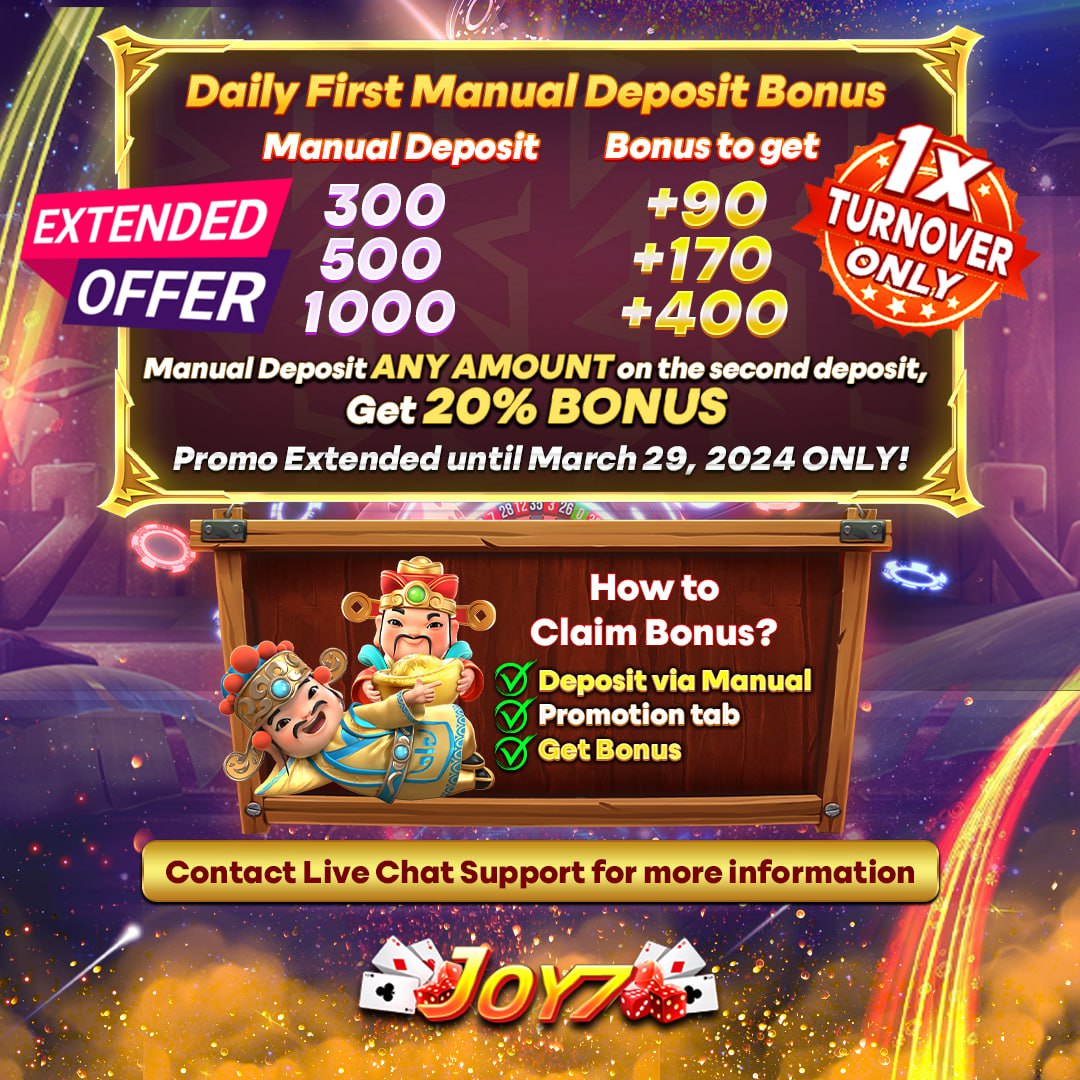 Mag Deposit para makakuha ng JOY7 Daily First Manual Deposit Bonus