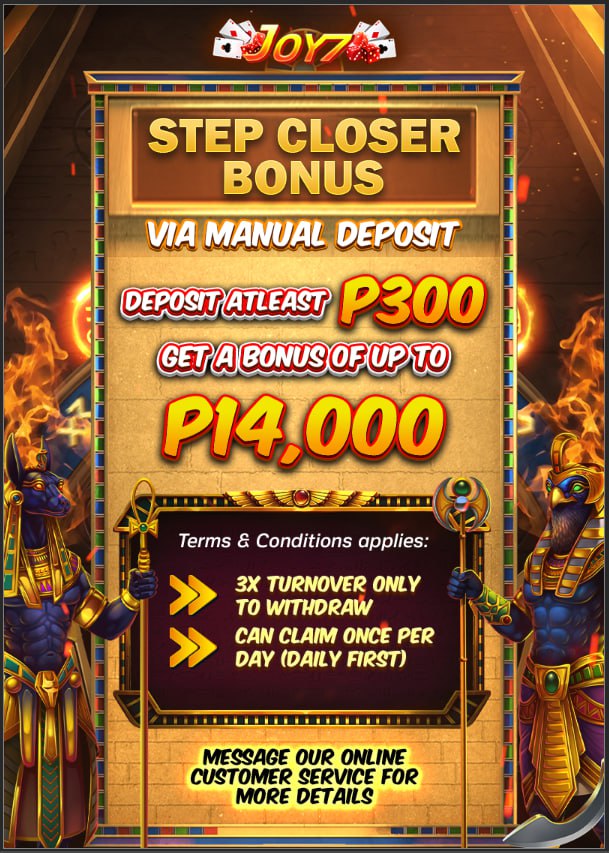 Malaking bonus ang handong ng JOY7 Casino pra sa inyong mga deposit